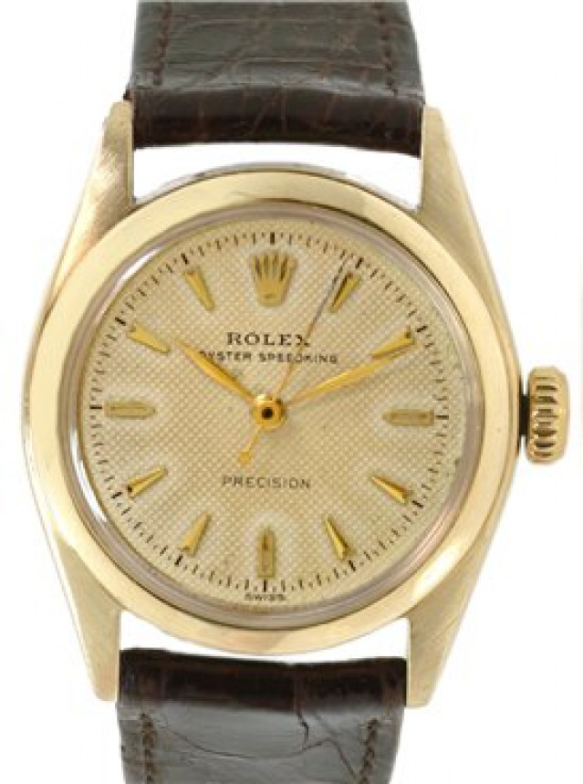 Rolex 6020 Yellow Gold on Strap Champagne with Gold Index